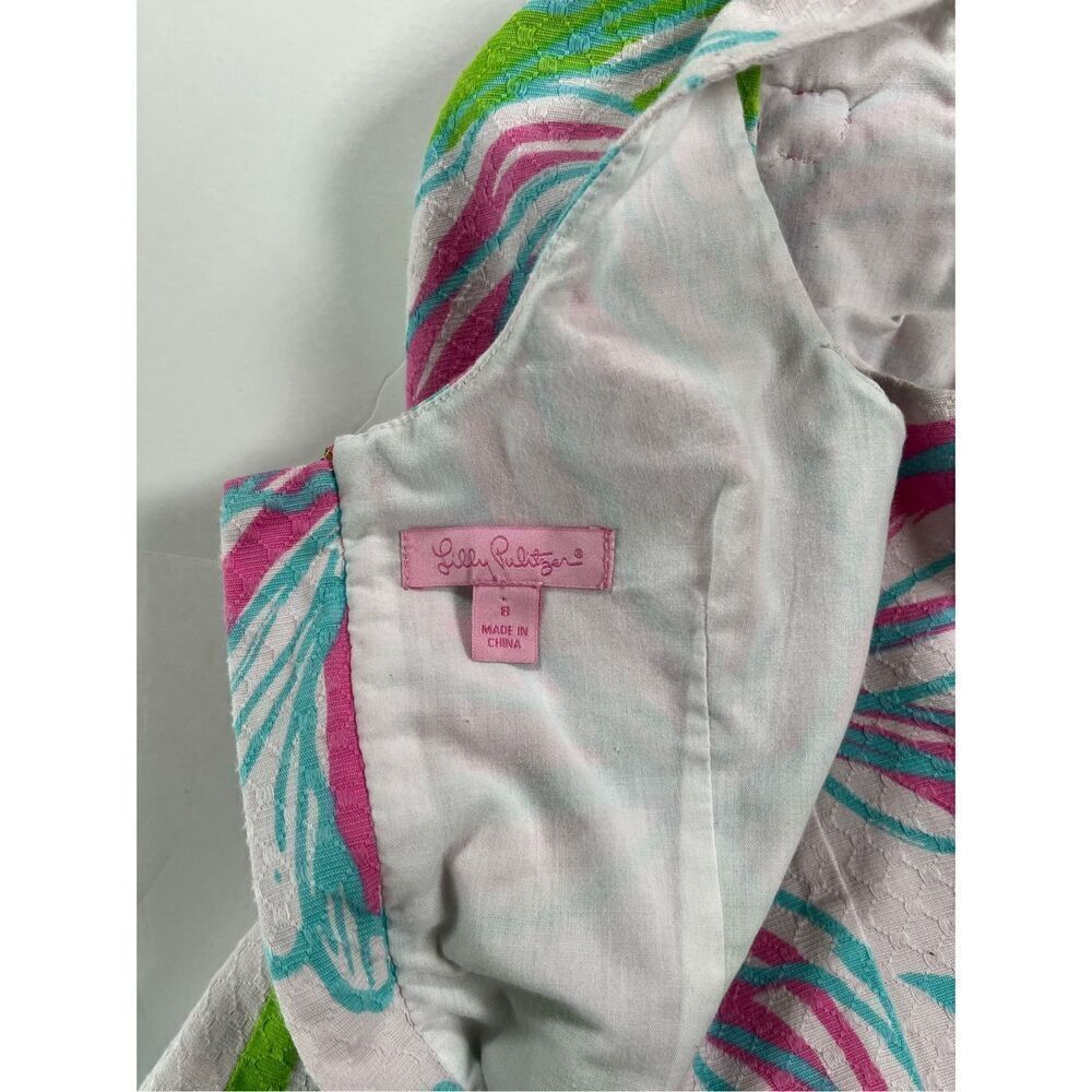 Lilly Pulitzer Girls Floral Pink White Green Sleeveless Party Dress Size 8 EUC - Picture 3 of 9
